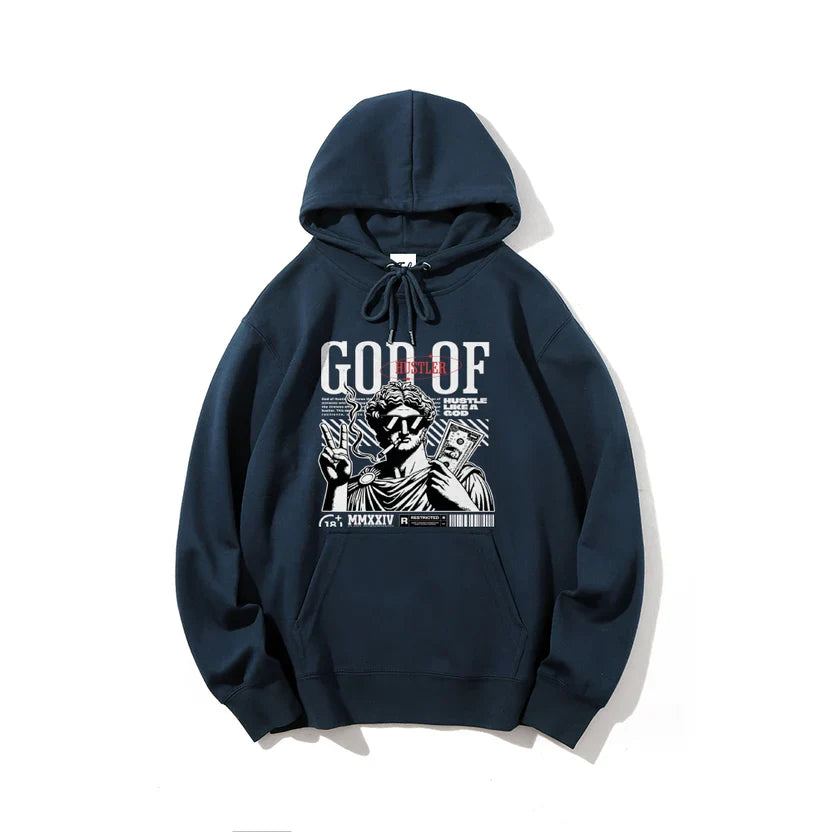 God of Hustler--Premium Heavyweight Hoodie - 85% Combed Cotton Streetwear Sweatshirt