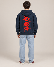 Red Eyes Graphic Hoodie – Unisex White Oversized Streetwear Pullover