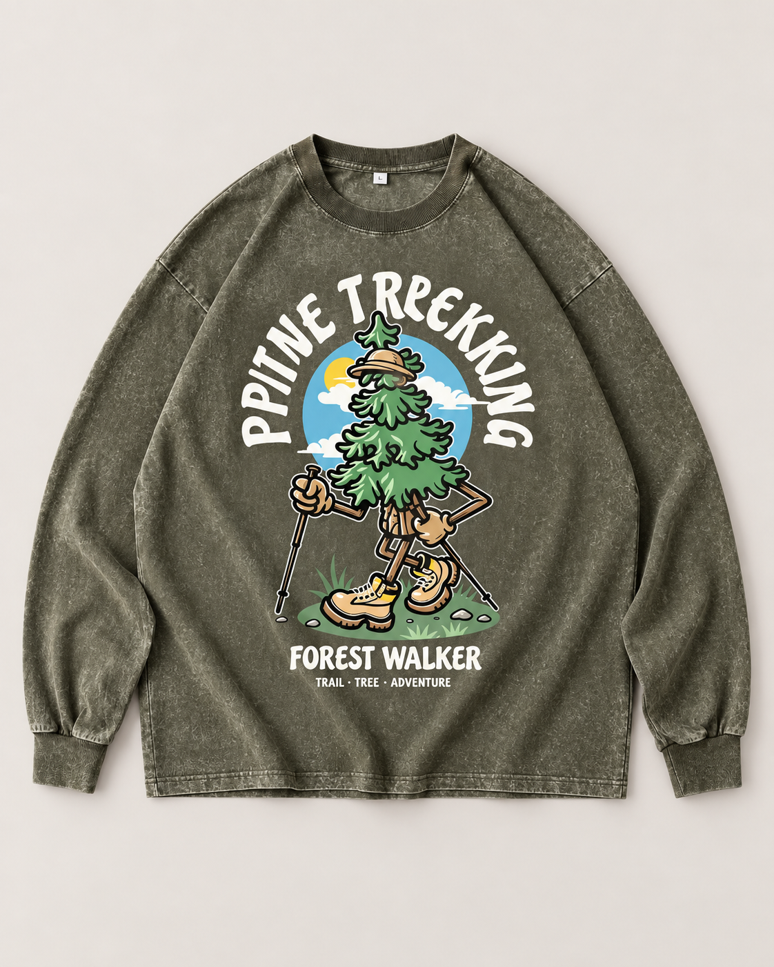 Pine Trekking Forest Walker Graphic Pullover Sweatshirt