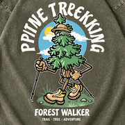 Pine Trekking Forest Walker Graphic Long Sleeve Shirt – Vintage Olive Unisex Tee