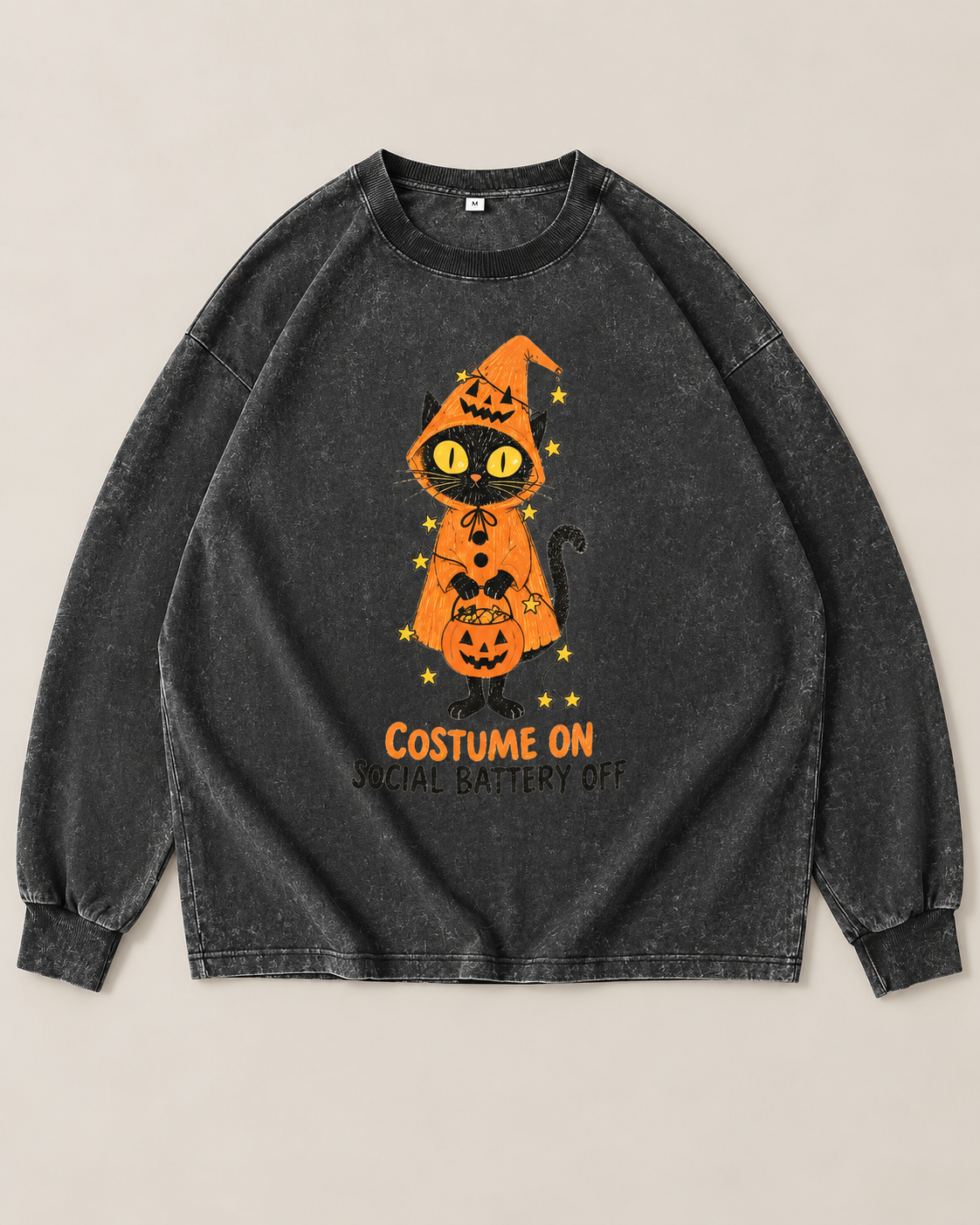 Costume On Social Battery Off Graphic Pullover Sweatshirt
