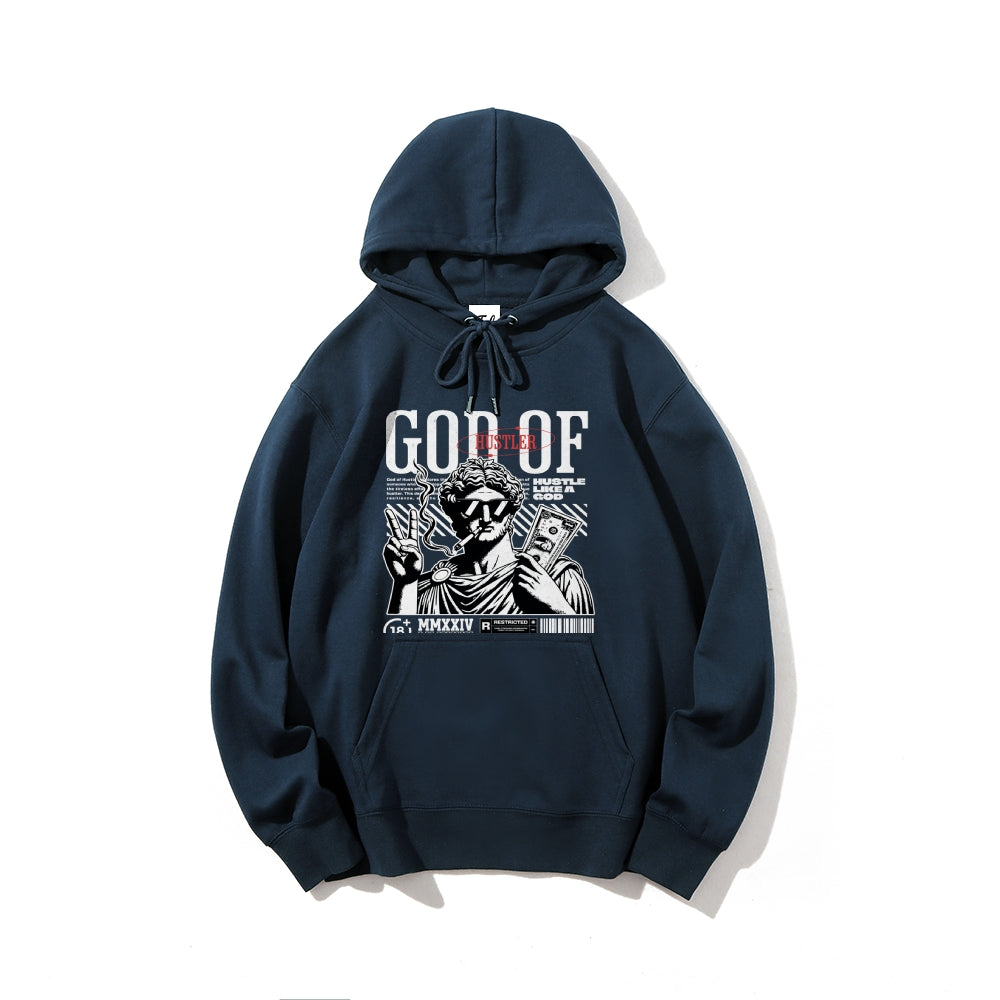 God of Hustler Premium Heavyweight Hoodie - 85% Combed Cotton Streetwear Sweatshirt