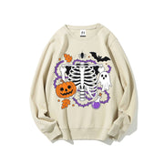 Unisex Halloween Skeleton Pumpkin Ghost Graphic Crewneck Sweatshirt