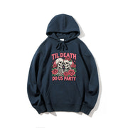 Til Death Do Us Party Skeleton Rose Hoodie, Gothic Halloween Horror Graphic Sweatshirt