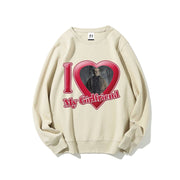 I Love My Girlfriend Horror Movie Crewneck Sweatshirt, Spooky Gothic Halloween Pullover