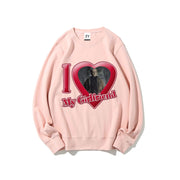 I Love My Girlfriend Horror Movie Crewneck Sweatshirt, Spooky Gothic Halloween Pullover