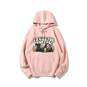 I'd Kill For Coffee Ghostface Hoodie, Halloween Scream Graphic Pullover Sweatshirt, Vintage Fall Hooded Top Unisex