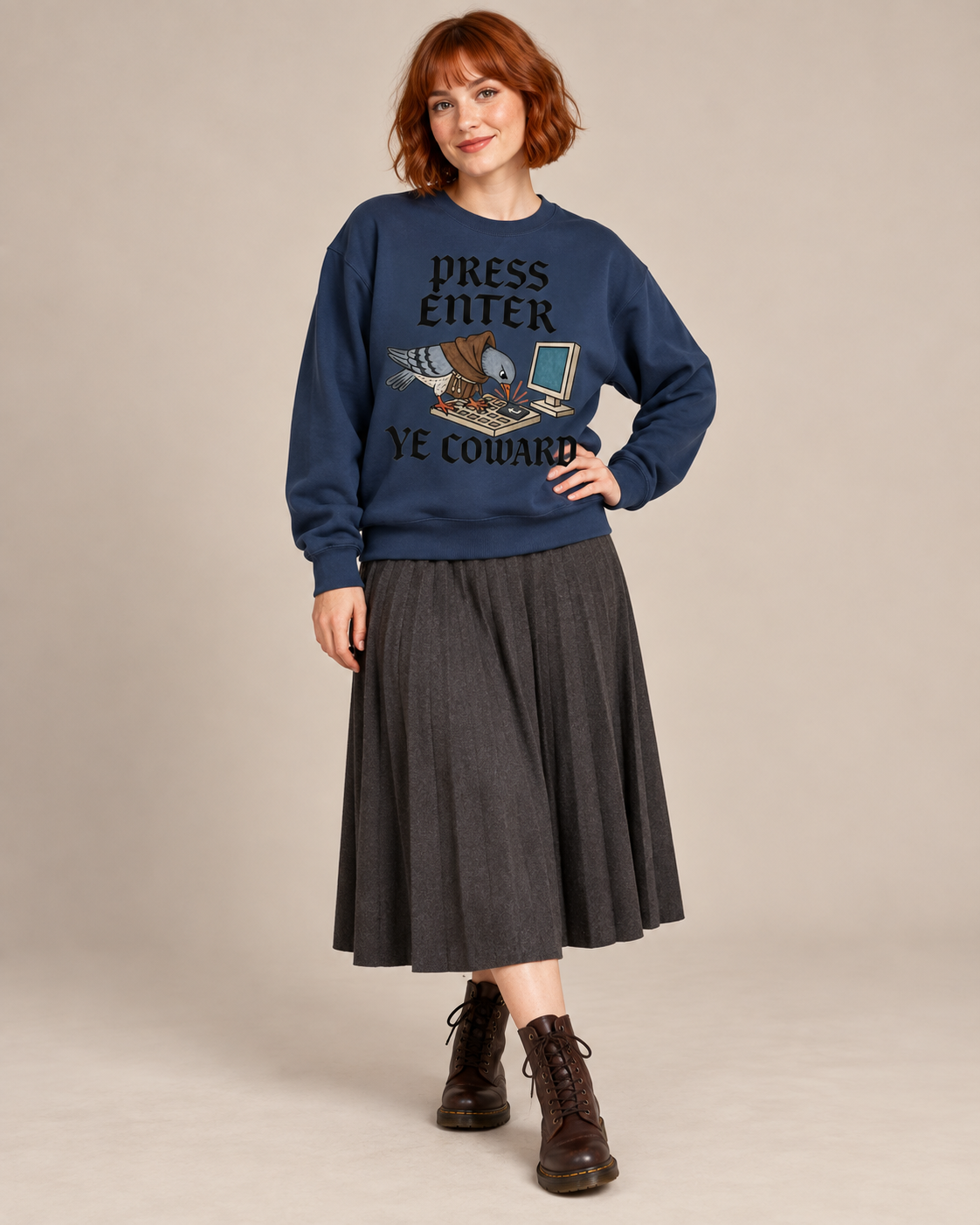 Press Enter Ye Coward Graphic Pullover Sweatshirt