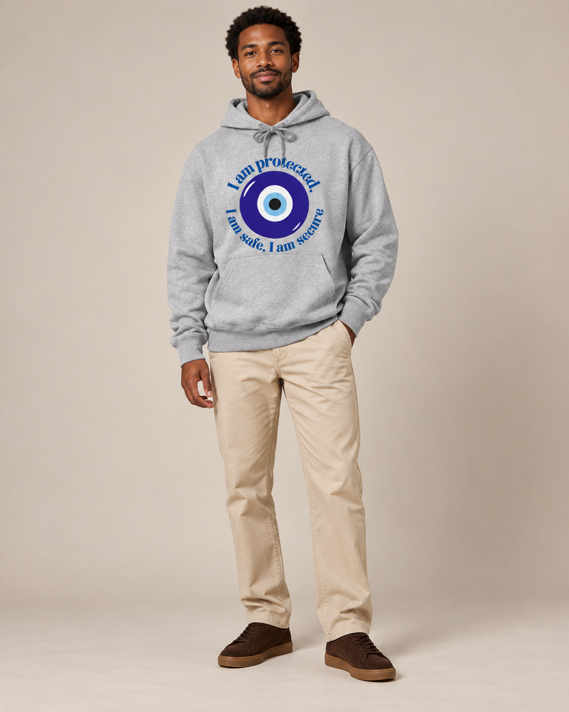 I Am Protected Evil Eye Graphic Hoodie – Spiritual Protection Pullover Sweatshirt