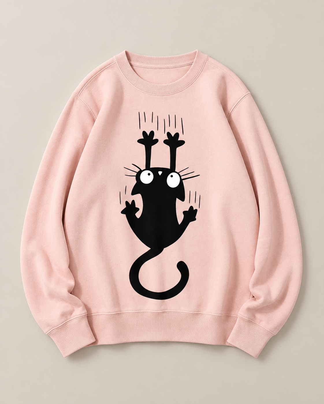 Black Cat Graphic Sweatshirt for Women & Men – Oversized White Crewneck Pullover