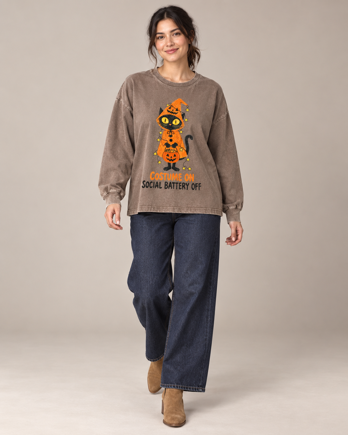 Costume On Social Battery Off Graphic Pullover Sweatshirt