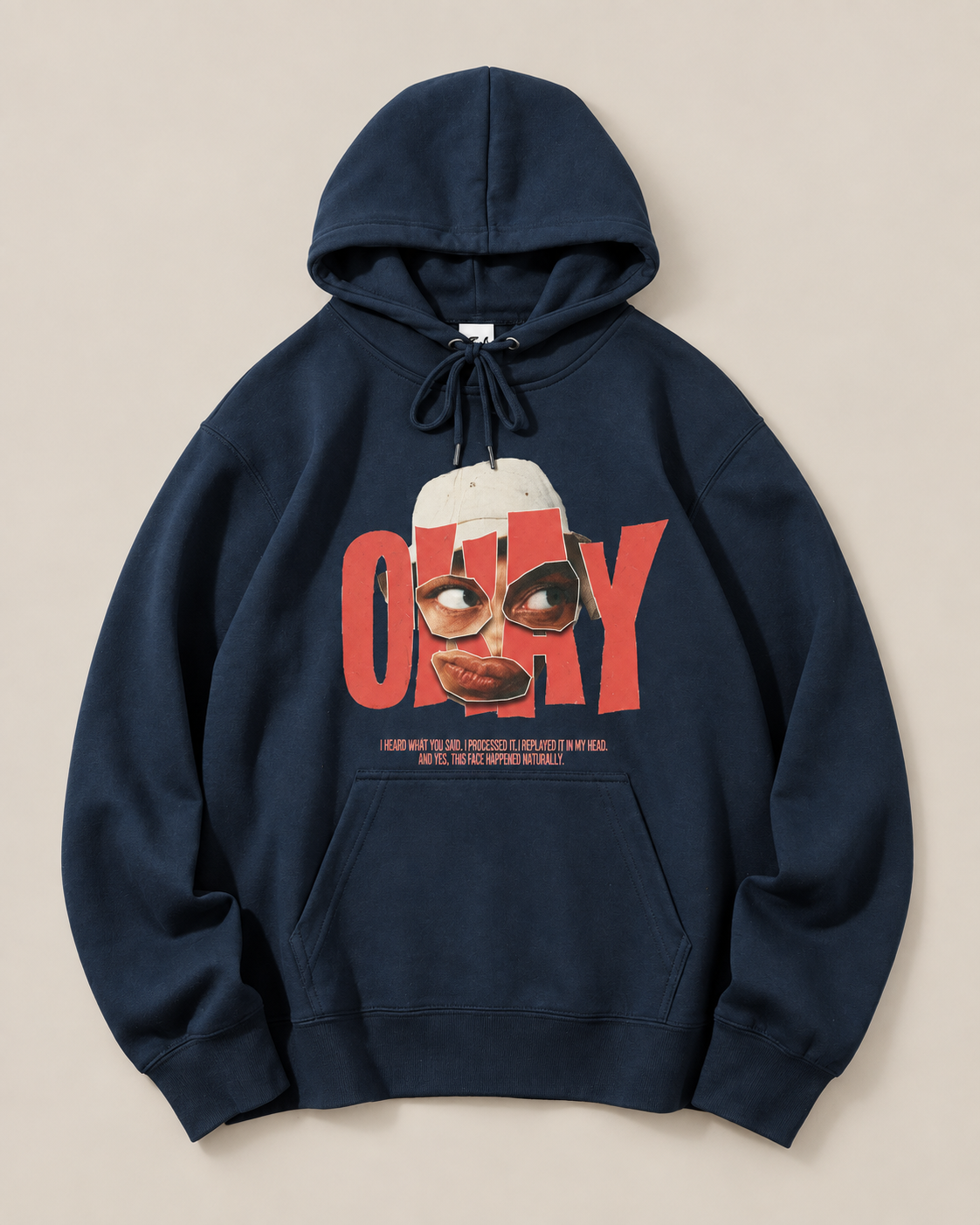 ONLY Abstract Face Graphic Hoodie – Retro Urban Streetwear Pullover Sweatshirt