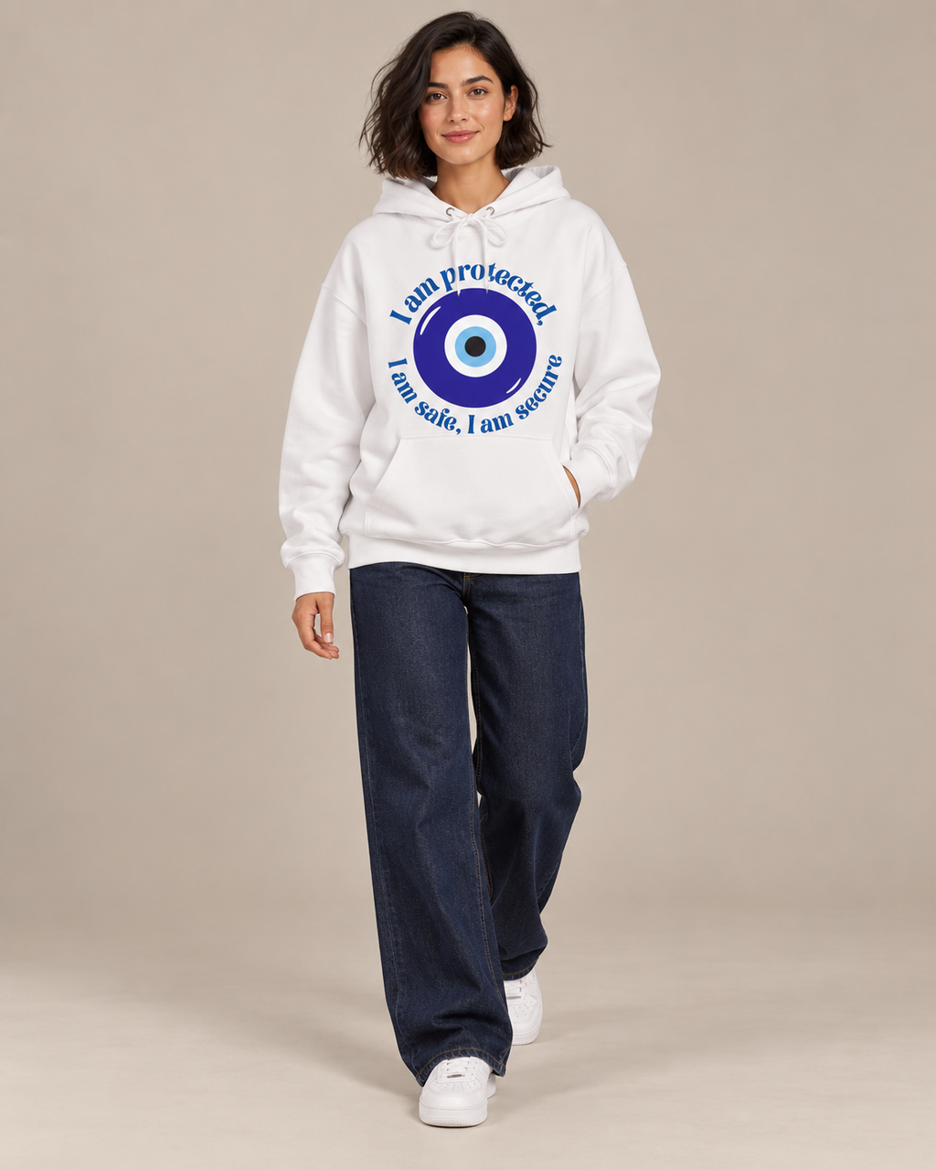 I Am Protected Evil Eye Graphic Hoodie – Spiritual Protection Pullover Sweatshirt