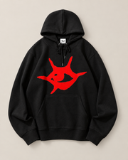 Red Eyes Graphic Hoodie – Unisex White Oversized Streetwear Pullover