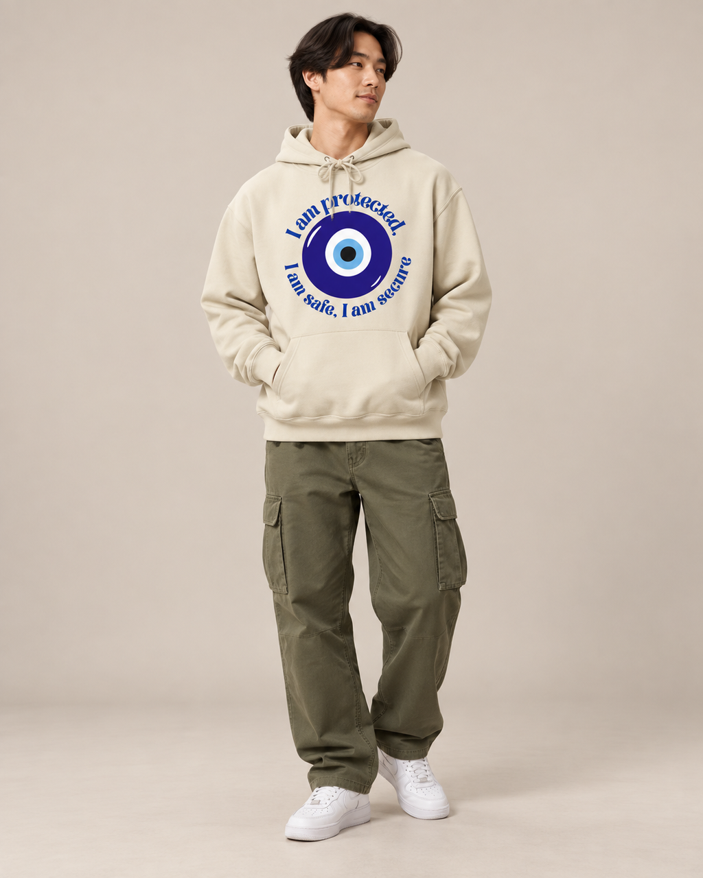 I Am Protected Evil Eye Graphic Hoodie – Spiritual Protection Pullover Sweatshirt