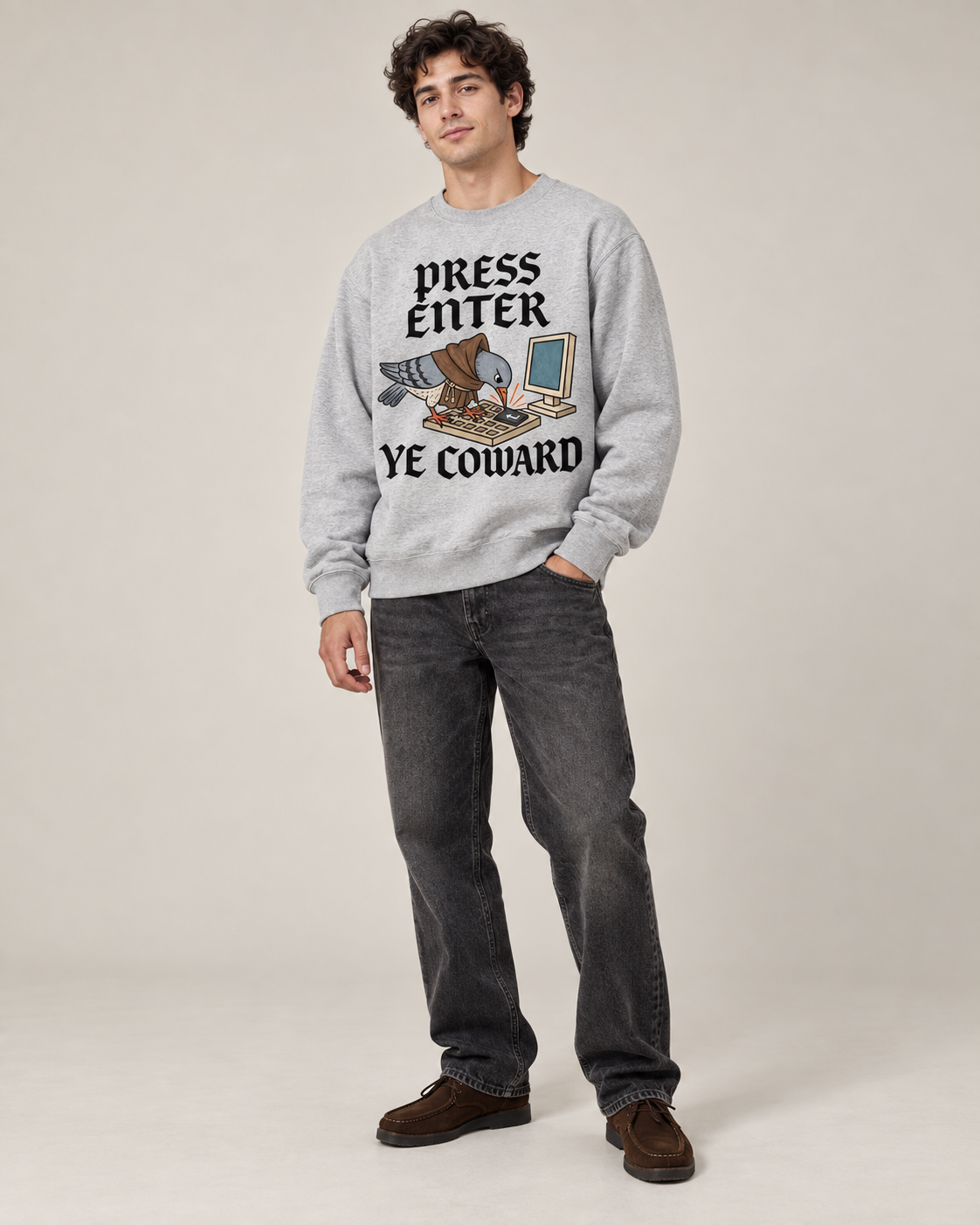 Press Enter Ye Coward Graphic Pullover Sweatshirt