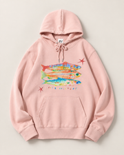 Funny Fish Graphic Hoodie for Women & Men – Fish Friends White Oversized Pullover