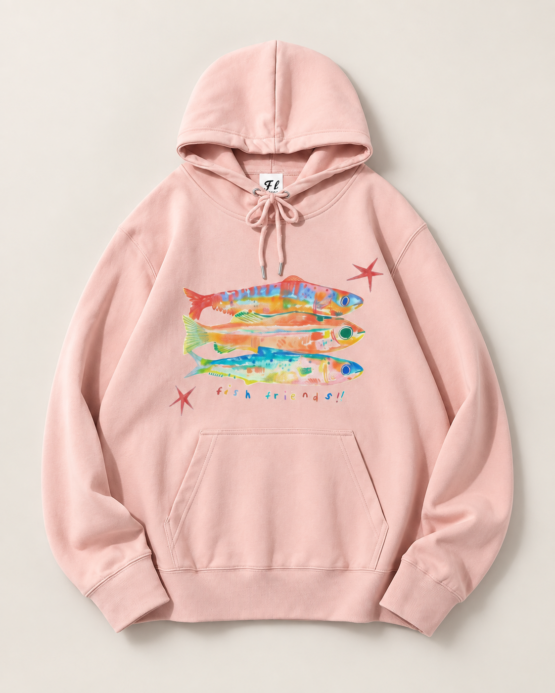 Funny Fish Graphic Hoodie for Women & Men – Fish Friends White Oversized Pullover