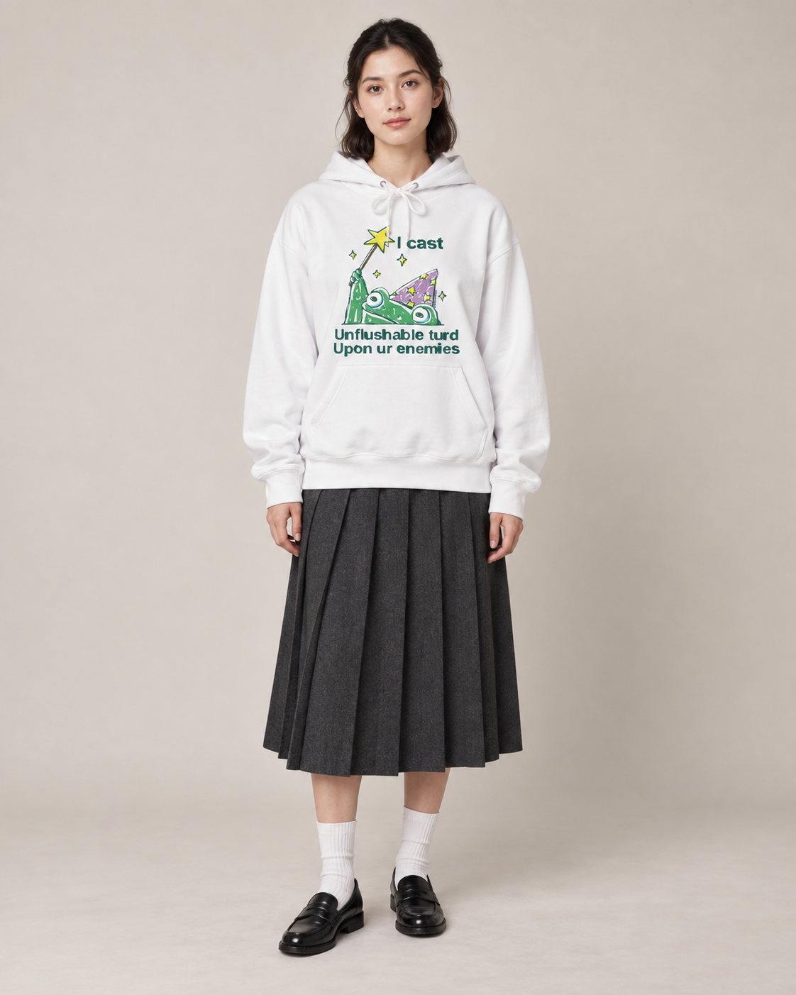Funny Duck Graphic Hoodie – Unisex White Oversized Pullover