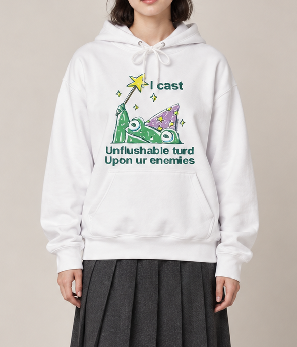Funny Duck Graphic Hoodie – Unisex White Oversized Pullover