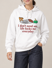 Funny Duck Quote Graphic Hoodie – Unisex White Pullover Sweatshirt