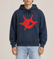 Red Eyes Graphic Hoodie – Unisex White Oversized Streetwear Pullover