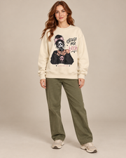Excuse Me Btch Ghostface Girl Halloween Crewneck Sweatshirt, Scream Movie Graphic Pullover, Unisex Pink Spooky Fall Top