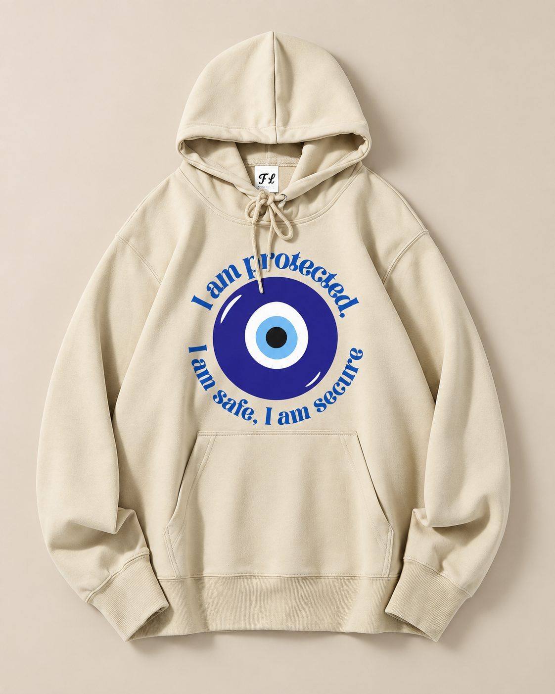 I Am Protected Evil Eye Graphic Hoodie – Spiritual Protection Pullover Sweatshirt