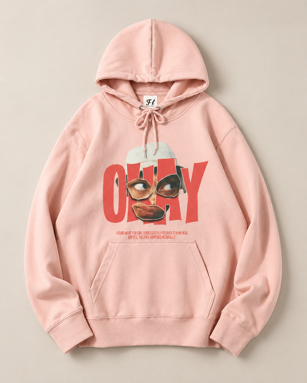ONLY Abstract Face Graphic Hoodie – Retro Urban Streetwear Pullover Sweatshirt