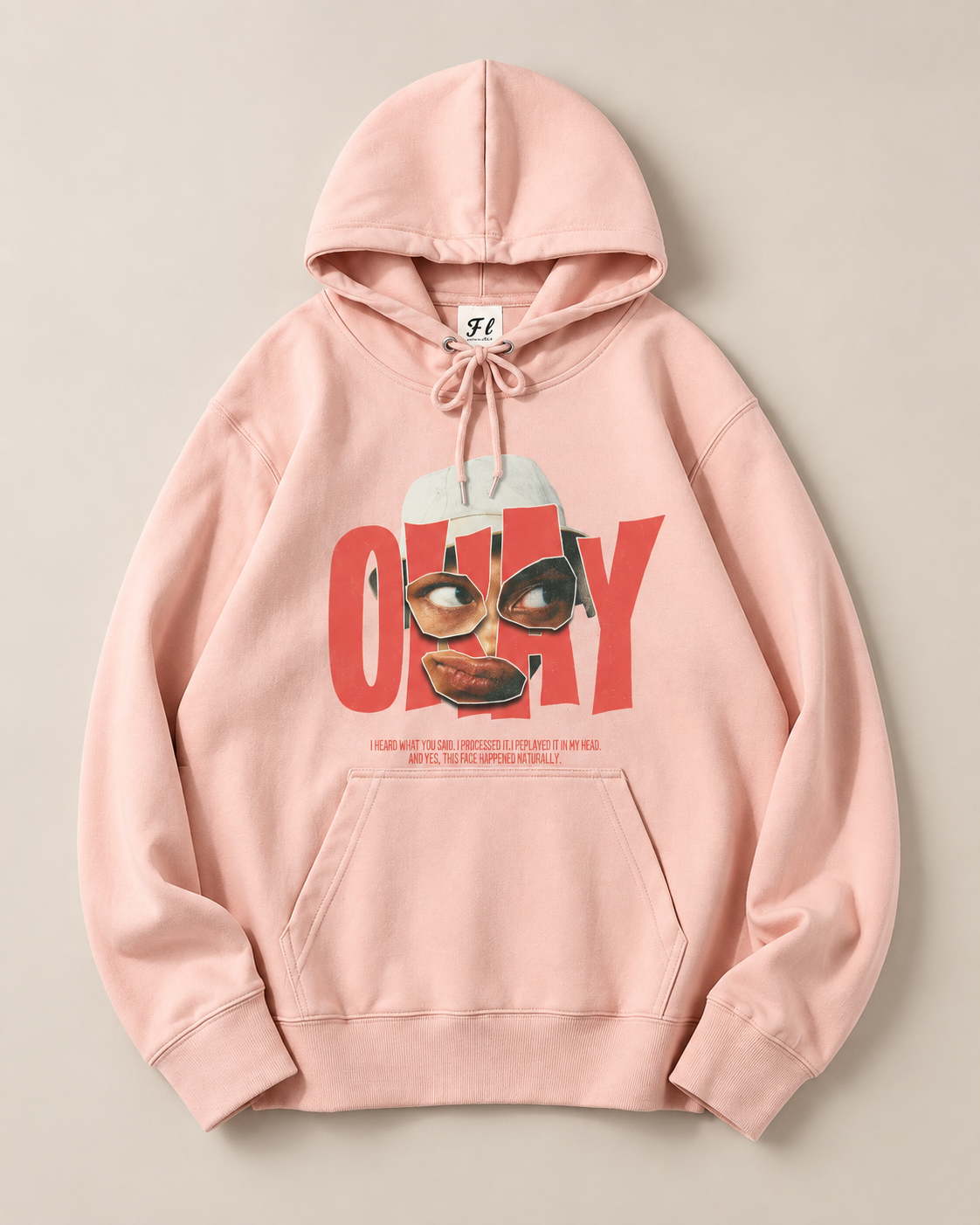 ONLY Abstract Face Graphic Hoodie – Retro Urban Streetwear Pullover Sweatshirt