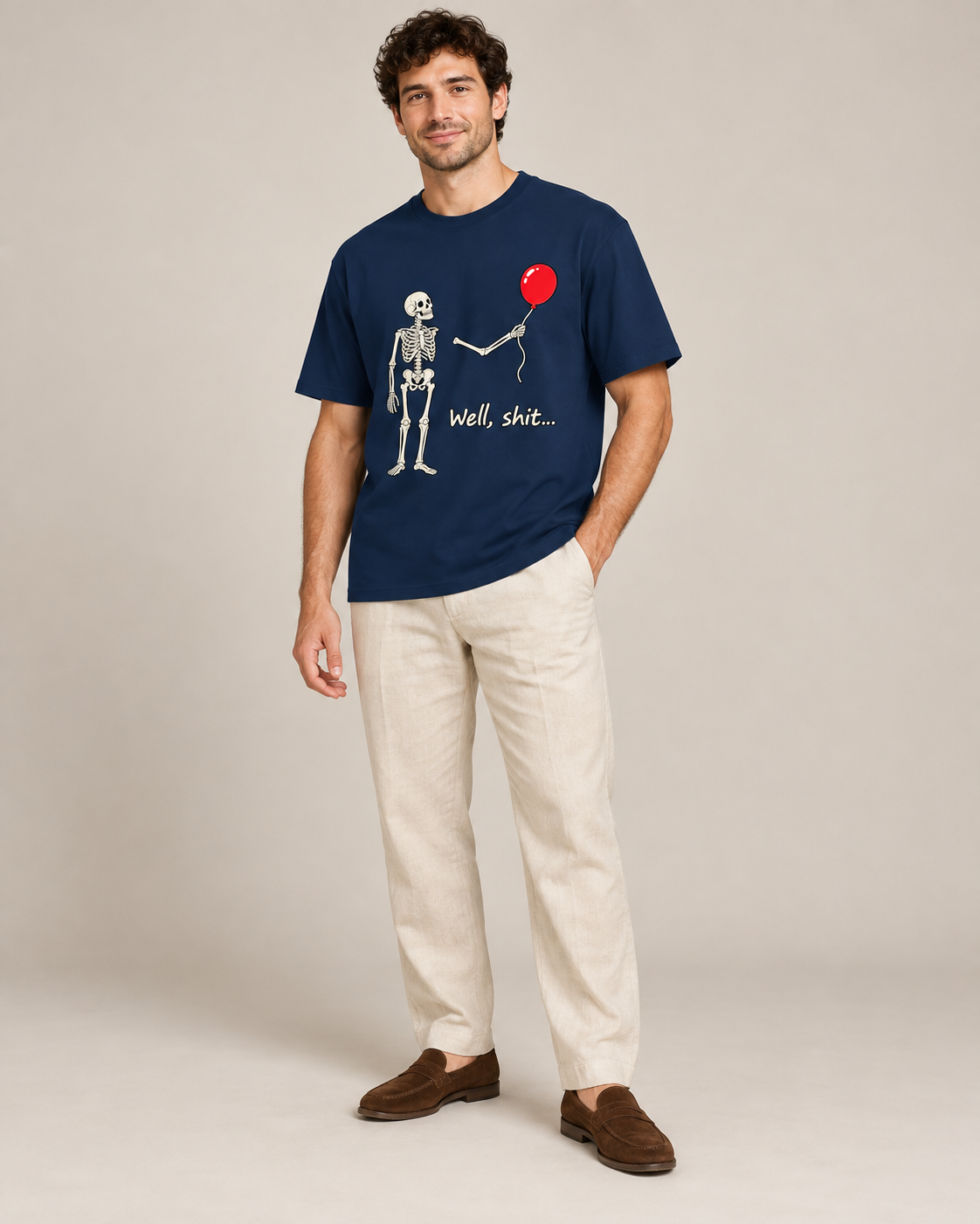 Skeleton Holding Red Balloon Graphic T-Shirt – Funny Unisex Black Tee
