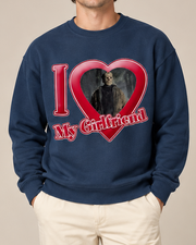 I Love My Girlfriend Horror Movie Crewneck Sweatshirt, Spooky Gothic Halloween Pullover