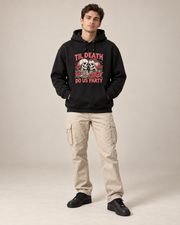 Til Death Do Us Party Skeleton Rose Hoodie, Gothic Halloween Horror Graphic Sweatshirt