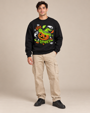 Stay Spooky Pumpkin Witch Crewneck Sweatshirt, Halloween Ghost Graphic Pullover, Unisex Fall Spooky Season Casual Top