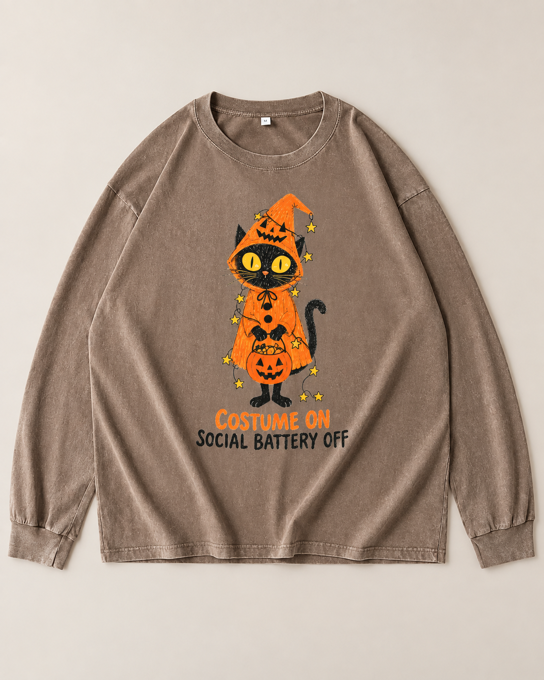 Costume On Social Battery Off Graphic Pullover Sweatshirt