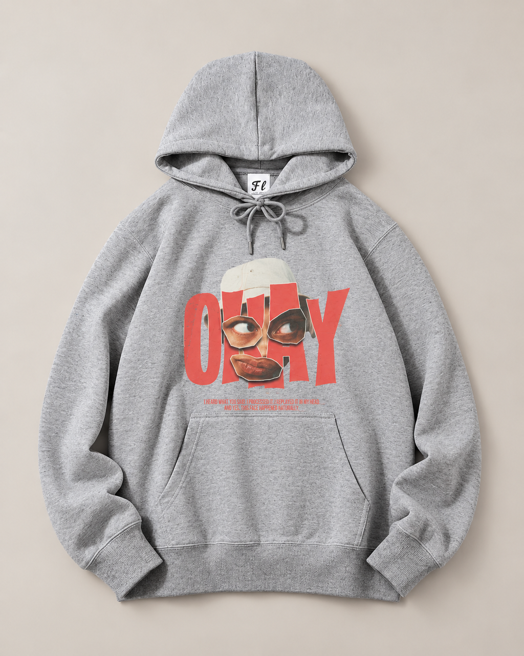 ONLY Abstract Face Graphic Hoodie – Retro Urban Streetwear Pullover Sweatshirt