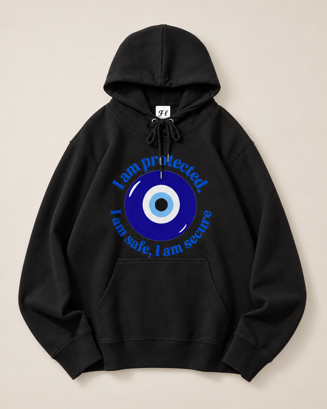 I Am Protected Evil Eye Graphic Hoodie – Spiritual Protection Pullover Sweatshirt