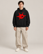 Red Eyes Graphic Hoodie – Unisex White Oversized Streetwear Pullover