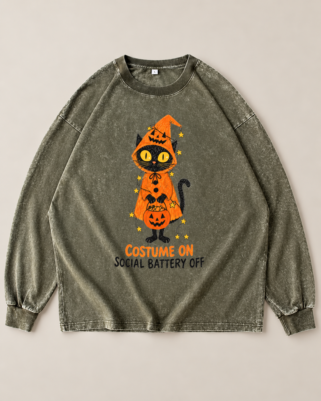 Costume On Social Battery Off Graphic Pullover Sweatshirt
