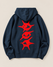 Red Eyes Graphic Hoodie – Unisex White Oversized Streetwear Pullover