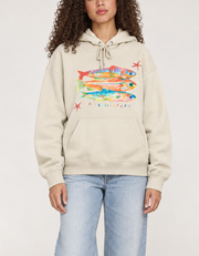 Funny Fish Graphic Hoodie for Women & Men – Fish Friends White Oversized Pullover