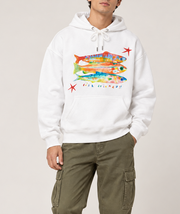 Funny Fish Graphic Hoodie for Women & Men – Fish Friends White Oversized Pullover