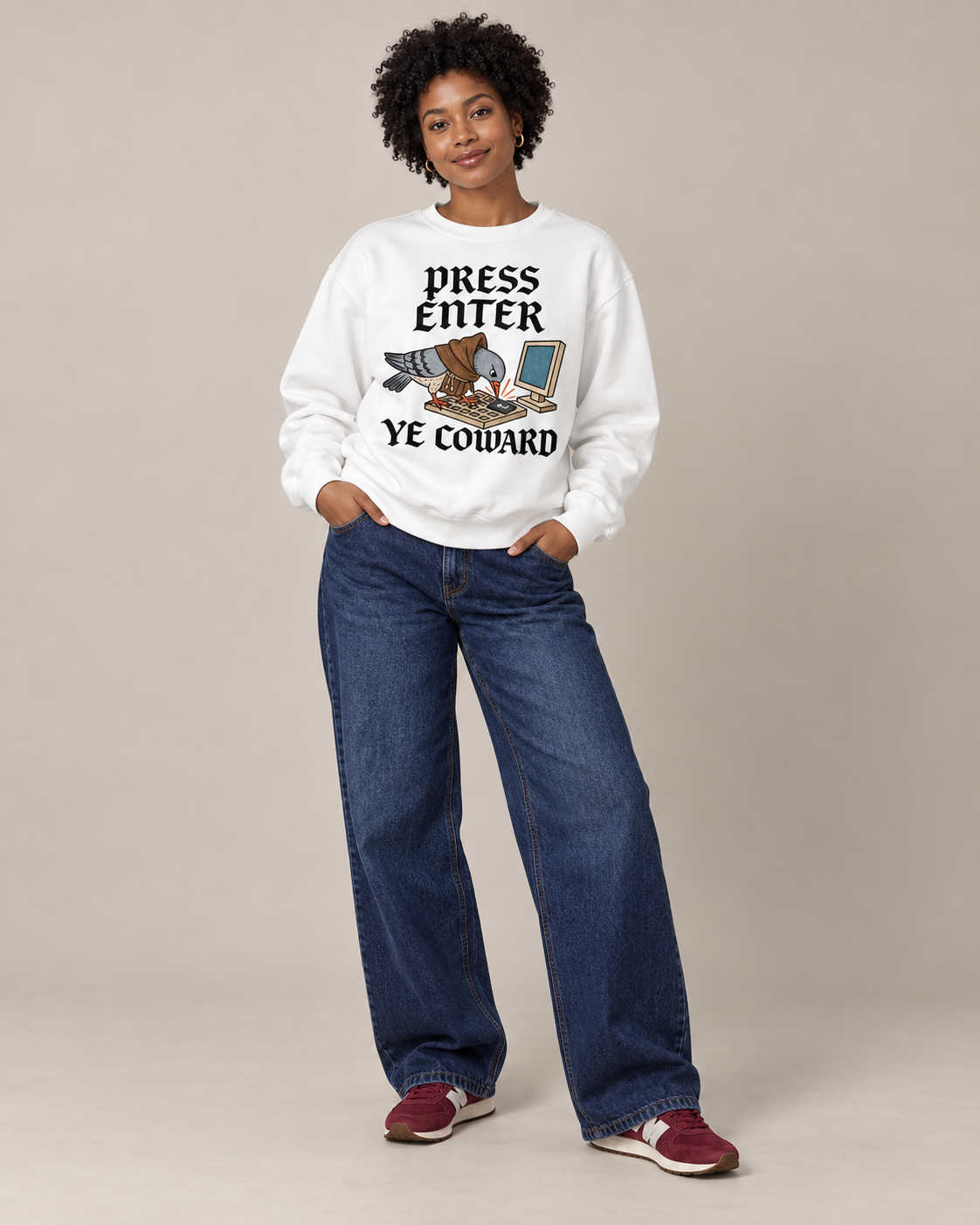 Press Enter Ye Coward Graphic Pullover Sweatshirt