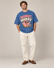 Donut Worry Graphic T-Shirt – Vintage Washed Black Unisex Oversized Tee