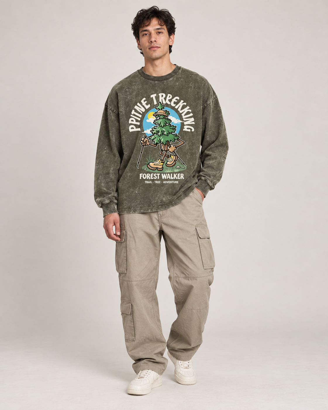 Pine Trekking Forest Walker Graphic Pullover Sweatshirt