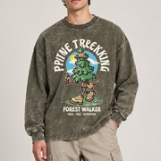 Pine Trekking Forest Walker Graphic Long Sleeve Shirt – Vintage Olive Unisex Tee