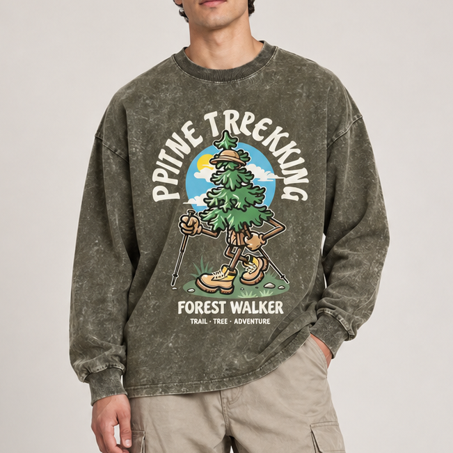 Pine Trekking Forest Walker Graphic Pullover Sweatshirt