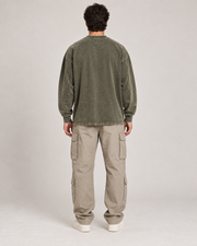 Pine Trekking Forest Walker Graphic Long Sleeve Shirt – Vintage Olive Unisex Tee