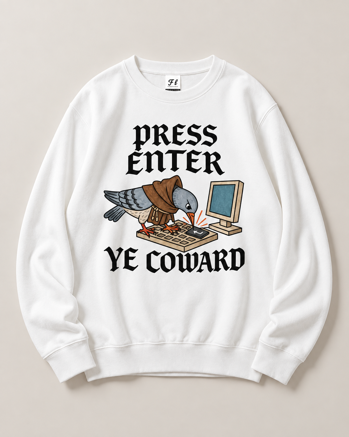Press Enter Ye Coward Graphic Pullover Sweatshirt