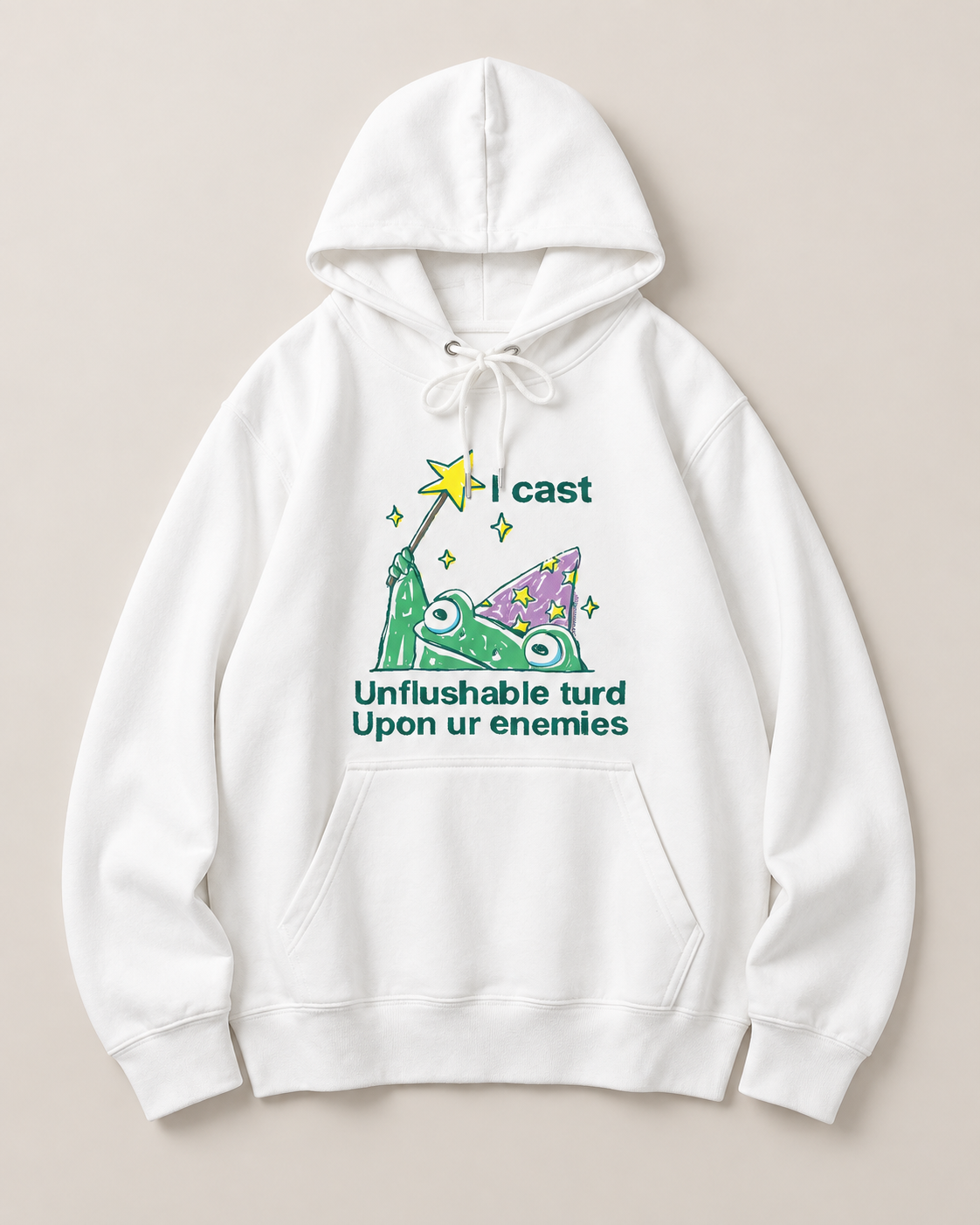 Funny Duck Graphic Hoodie – Unisex White Oversized Pullover